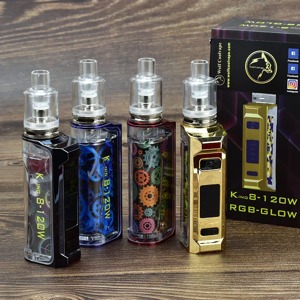 King8-120W Box Mod Kit electro - Vape Battery 18650 리뷰 및 가격