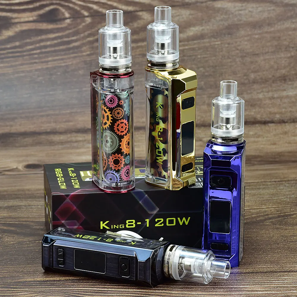 King8-120W Box Mod Kit electro - Vape Battery 18650 리뷰 및 가격