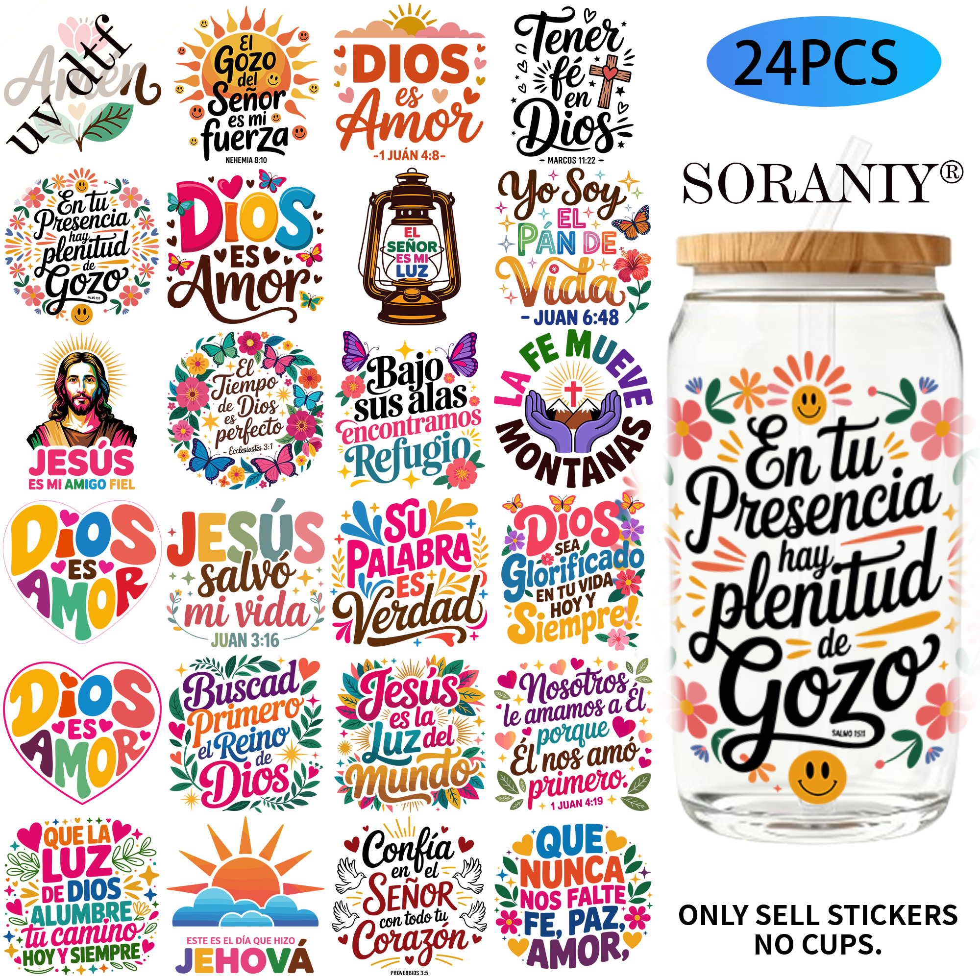 24PCS/Set Spanish Bible Verse  - Rdta Tank Glass 리뷰 및 가격