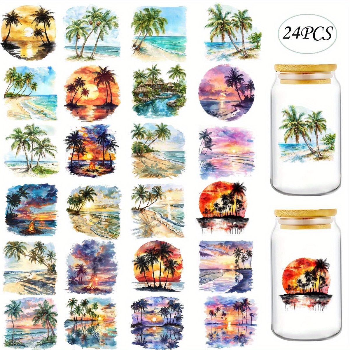 24Pcs/Set Summer Tropical Beac - Rdta Tank Glass 리뷰 및 가격