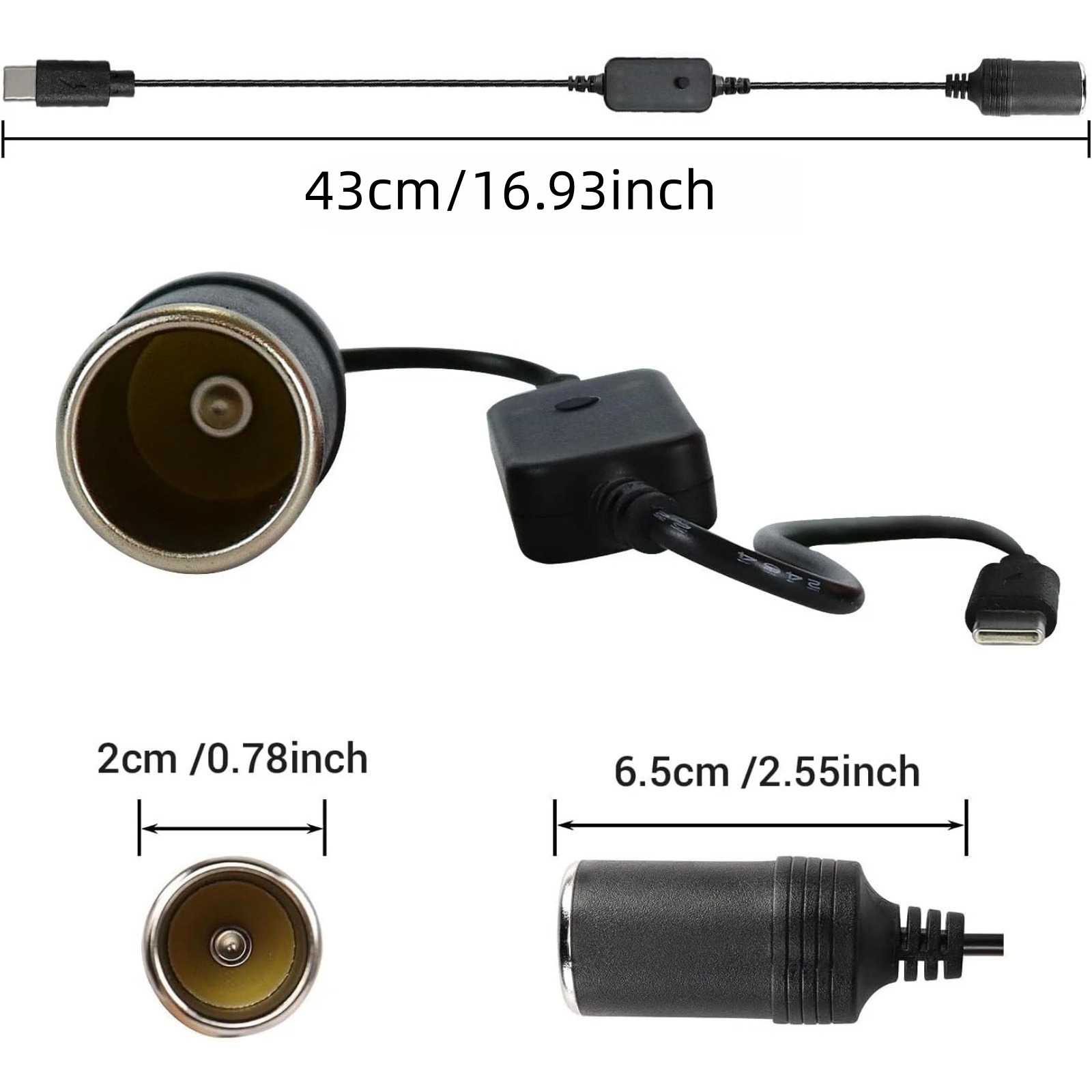 1Pc USB-C to 12V Car Cigarette - Accessories Experts Vape 리뷰 및 가격