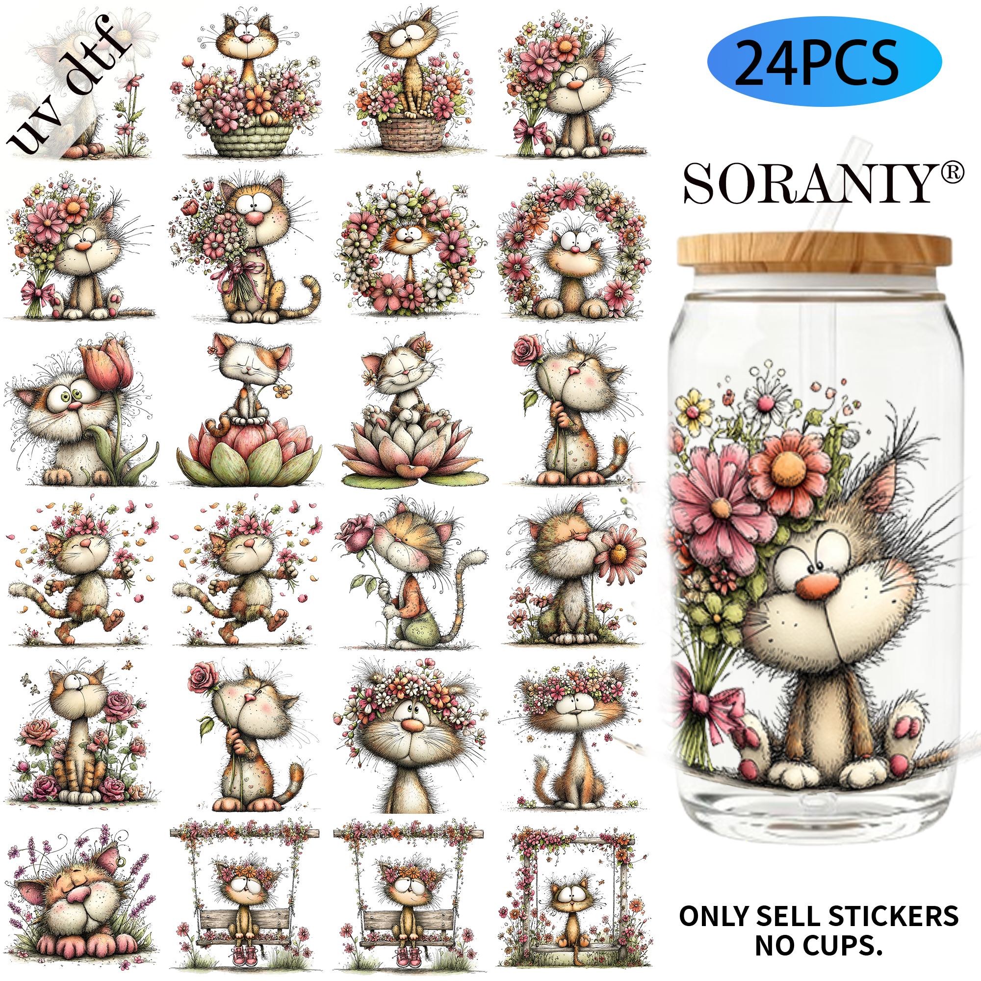 24PCS/Set Whimsical Floral Cat - Rdta Tank Glass 리뷰 및 가격