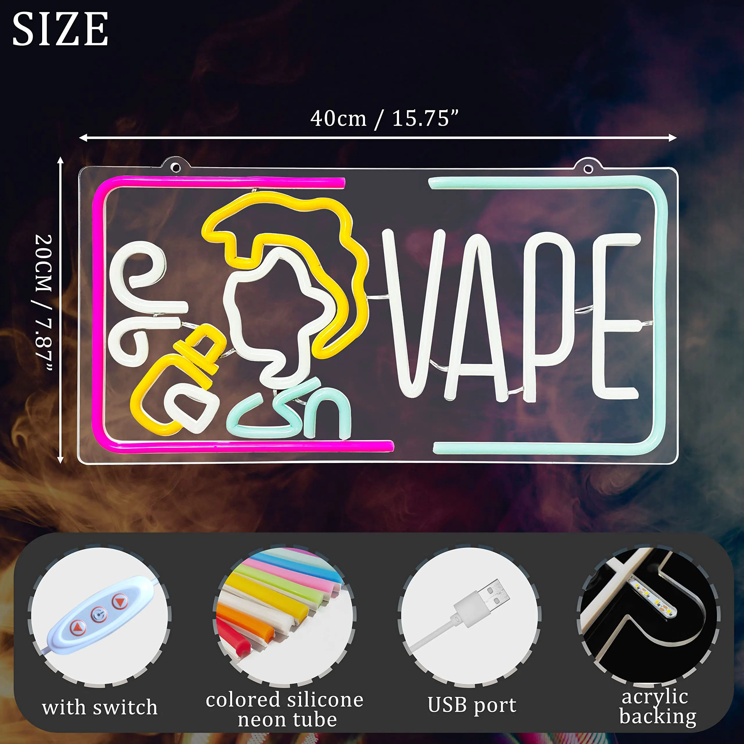 Vape Neon Sign Dimmable Smoke  - Vaping Shop 리뷰 및 가격